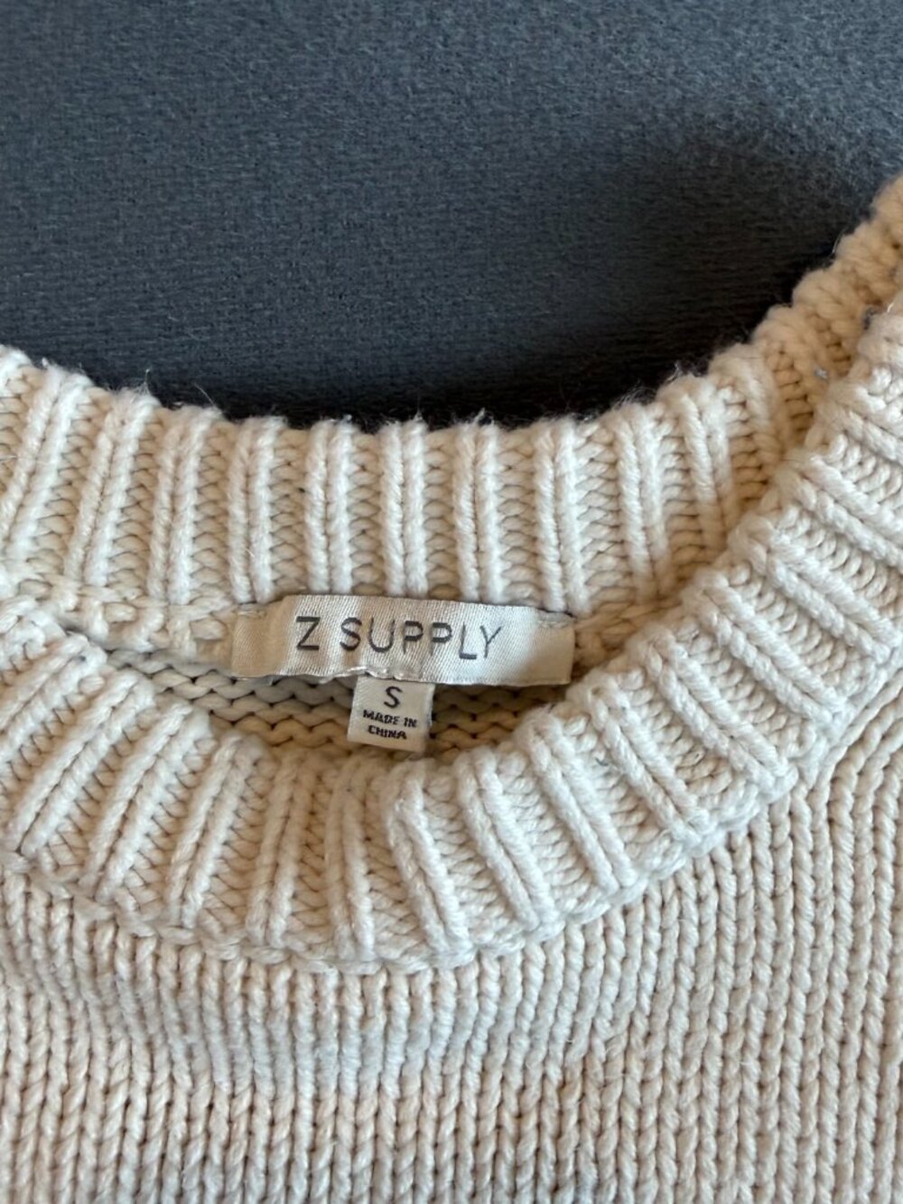 Z Supply Women’s Small Cream Navy Striped Crewneck Sweater Nautical Coastal View 3